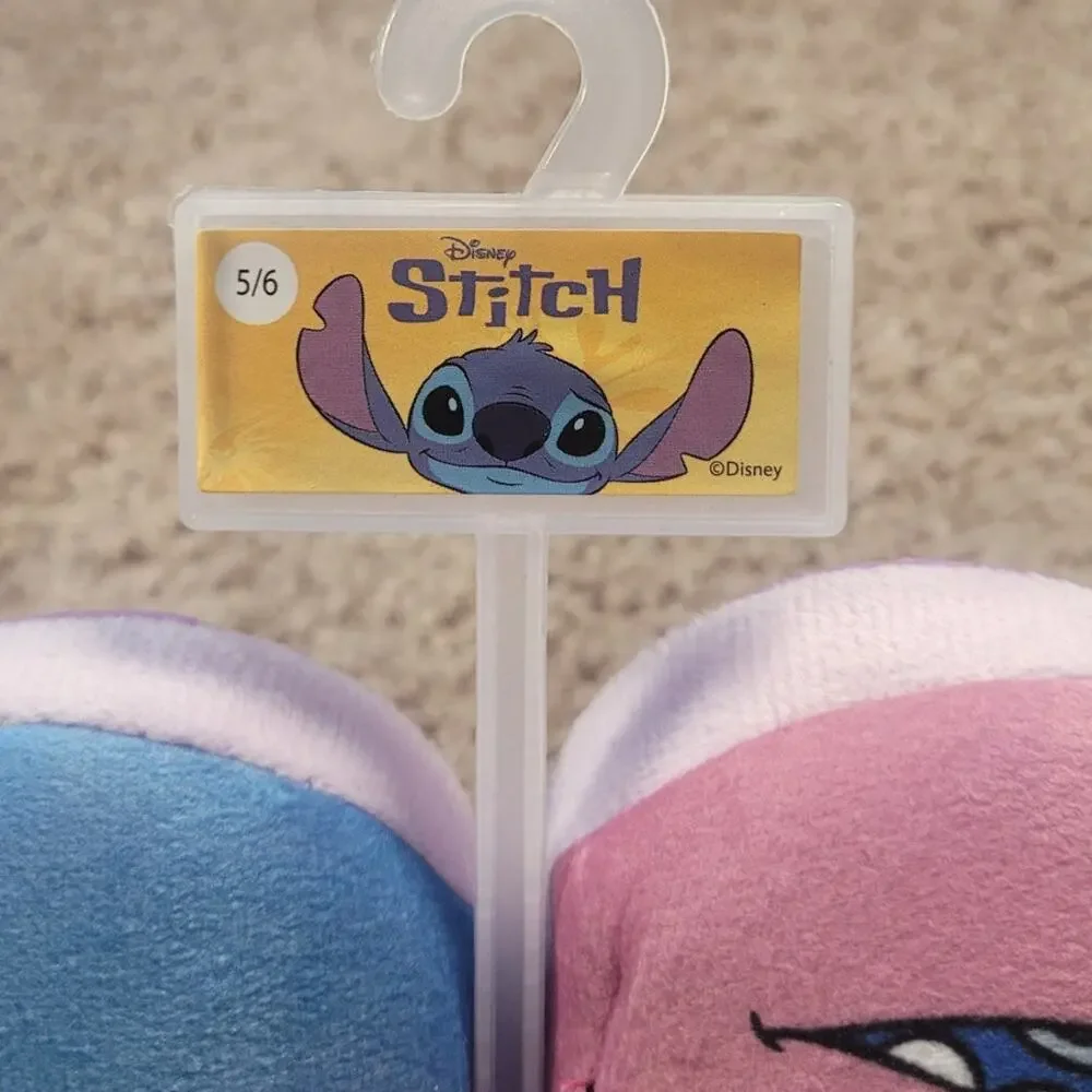 NWT Disney Lilo Stitch Toddler Slippers Stitch Angel Pink Blue 5/6